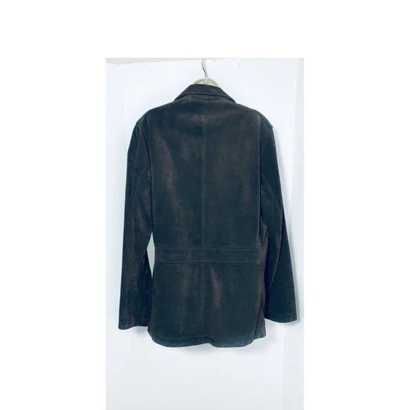 VTG Banana Republic M Brown Suede Jacket Button Up Collared Heavy 2005